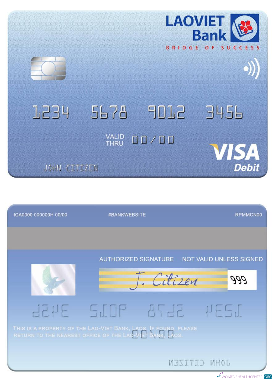Download Laos Lao Viet Bank visa debit card Photoshop template